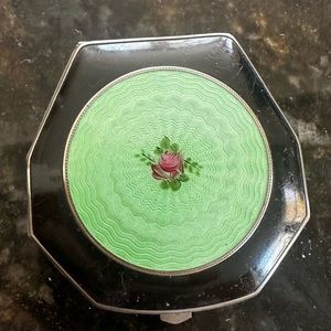 Beautiful Enameled Compact for Pressed Powder AND Favorite Gloss